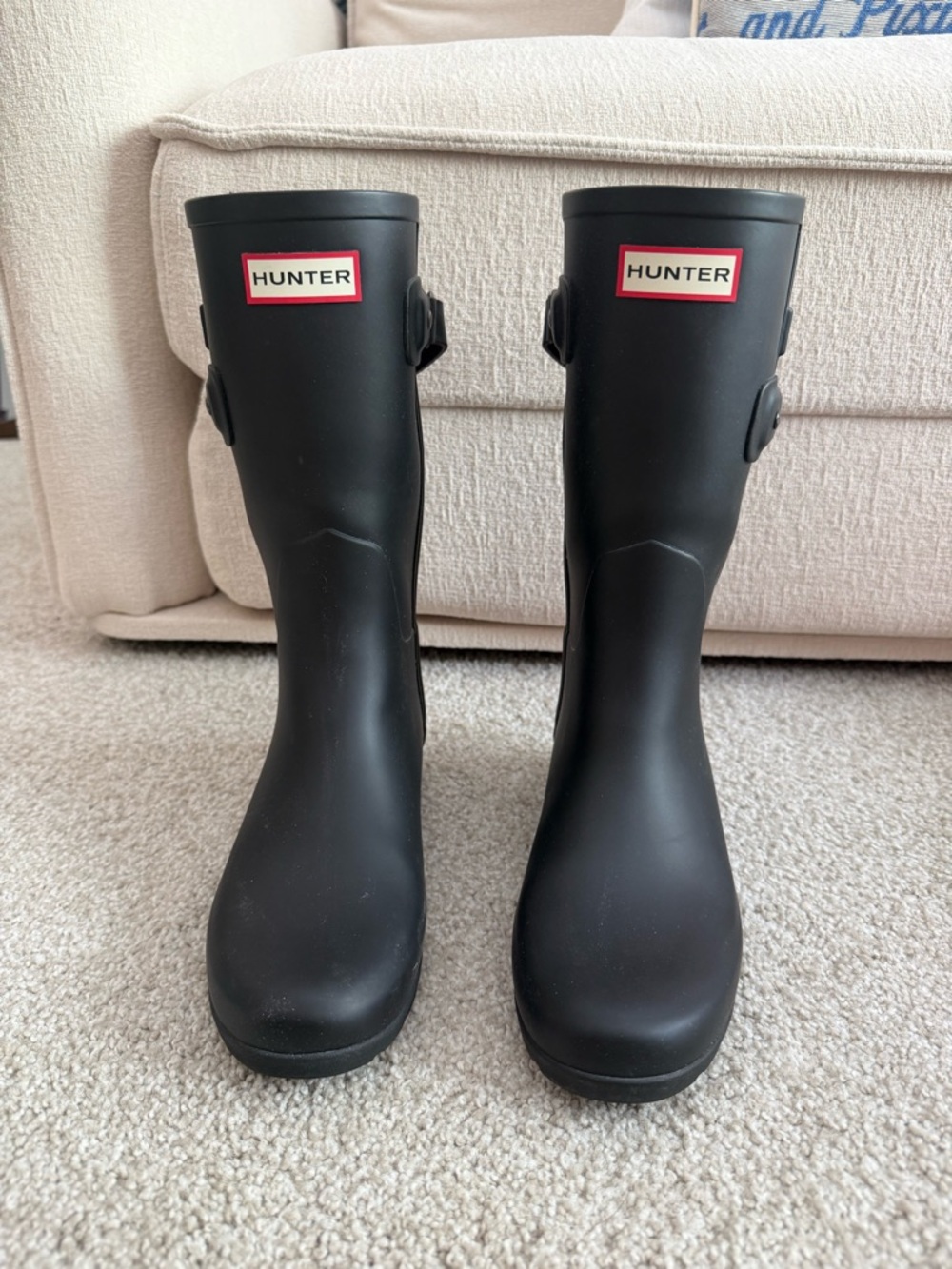 Hunter Black Matte Mid-Calf Waterproof Boots